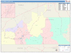 Las Animas County, CO Digital Map Color Cast Style